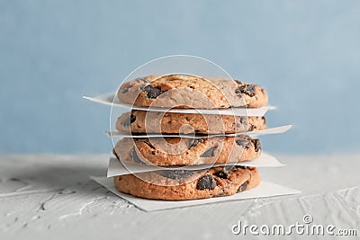 Tasty chocolate chip cookies Stock Photo