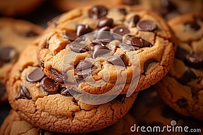 Tasty chocolate chip cookies sweet indulgence on the table Stock Photo
