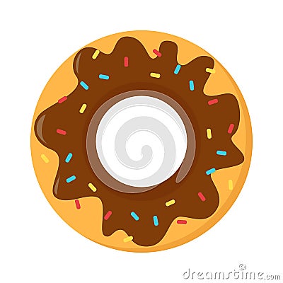 Tasty chocolate donut vector isolated. Sweet sugar snack Stock Photo