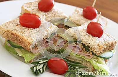 Tasty club sandwich on wholewheat bread Stock Photo