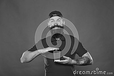 Tasty coffee. perfect morning with coffee. good morning coffee to go. Barista recommend caffeine beverage. bearded man Stock Photo