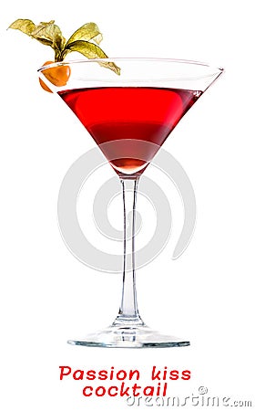 Tasty cold Passion Kiss cocktail in a cocktail glass Stock Photo