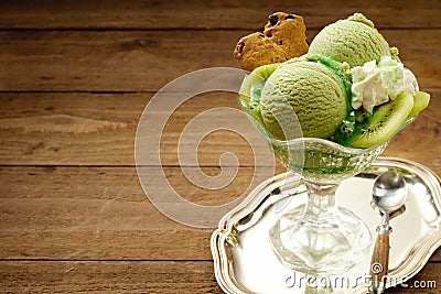 Tasty creamy Italian kiwifruit ice-cream Stock Photo