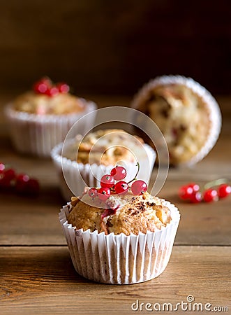 Tasty Cupcakes With Berries on Top Wooden Background Homemade Cupcake with Berry Apple and Spices Vertical Stock Photo