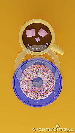 Tasty donut with cup of coffe Stock Photo