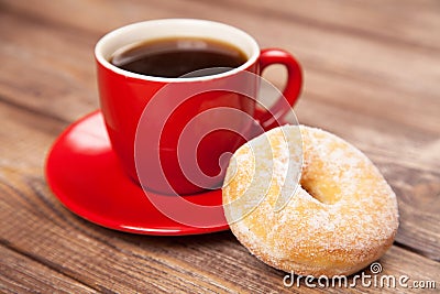 Tasty donut with a cup of coffee Stock Photo