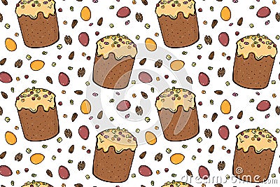 Easter cake seamless pattern Vector Illustration
