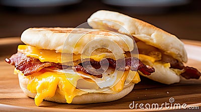 tasty english muffin breakfast sandwich Cartoon Illustration