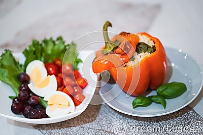 Filled paprika with rice and meat Stock Photo