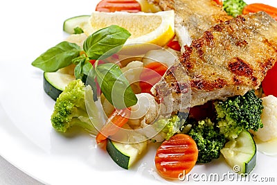 A Tasty food . Grilled fish and vegetables. High quality image Stock Photo