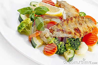 A Tasty food .Grilled fish and vegetables. High quality image Stock Photo