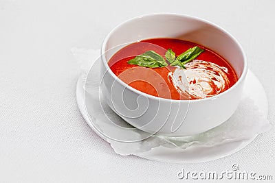 Tasty food. Red soup - borsch. Ukrainian and russian national so Stock Photo