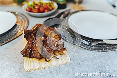 Tasty freshly cooked ribs Stock Photo