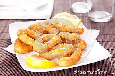Tasty fried calamari Stock Photo