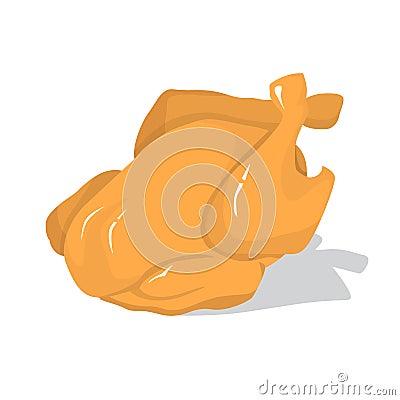 Tasty fried chicken. Delicious grilled food. Baked Vector Illustration