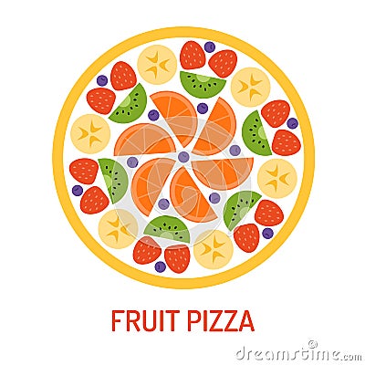 Tasty fruit pizza Vector Illustration