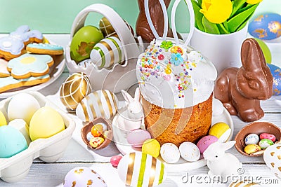 Tasty Glazed Easter cake Stock Photo