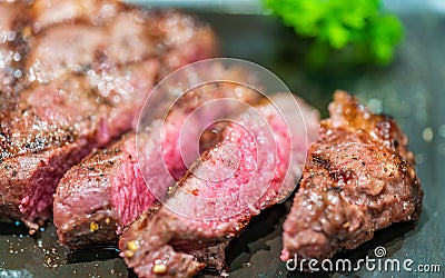 Tasty Grilled Medium Rare Meat Stock Photo