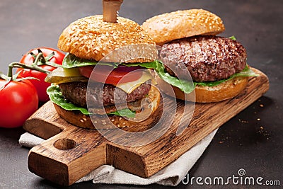 Tasty grilled home made burgers Stock Photo