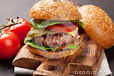 Tasty grilled home made burgers Stock Photo