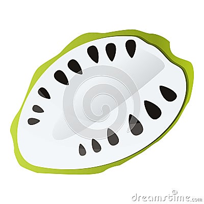 Tasty half soursop icon, cartoon style Vector Illustration