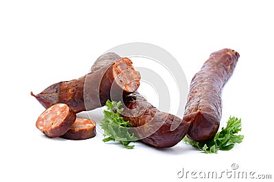 Tasty high quality smoked sausage Stock Photo