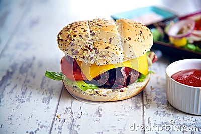 Tasty homemade burger Stock Photo