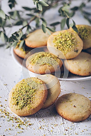 Tasty pistachio cookies Stock Photo