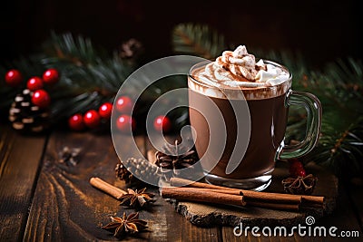 tasty hot chocolate drink at christmas time Stock Photo