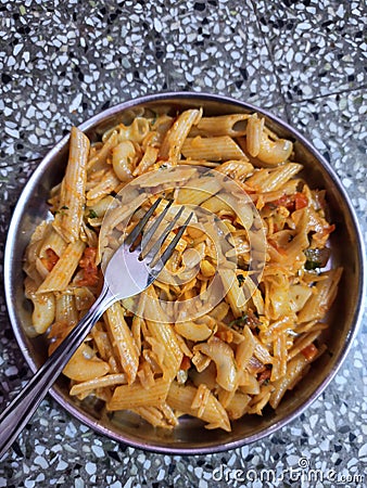 tasty indian pasta homemade with gobhi Stock Photo