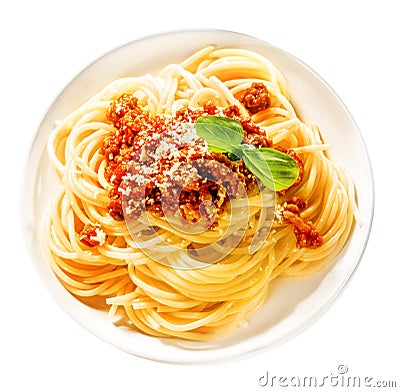 Tasty Italian spaghetti with ground beef Stock Photo