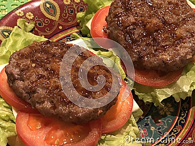 Juicy homemade burger Stock Photo