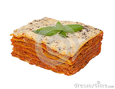 Tasty lasagna isolated on white background Stock Photo