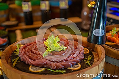 Tasty looking fish fillet in the buffet Stock Photo