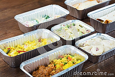 Meal In Take Away Containers Stock Photo
