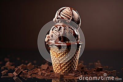 tasty melting chocolate ice cream AI generated Stock Photo