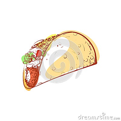 Tasty mexican taco isolated icon Cartoon Illustration