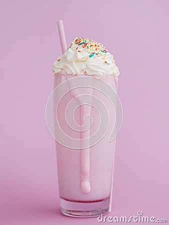 tasty milkshake transparent glass. High quality photo Stock Photo