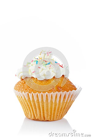 Tasty muffin with cream Stock Photo