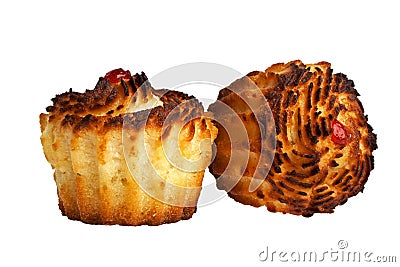 Tasty muffins with cheese on white background Stock Photo