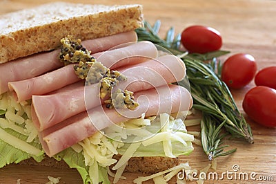 Tasty open sandwich on wholewheat bread Stock Photo