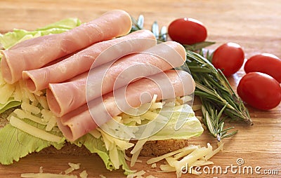 Tasty open sandwich on wholewheat bread Stock Photo
