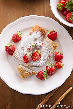 Pancakes with cottage cheese and strawberry Stock Photo