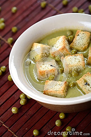 Tasty peas soup Stock Photo