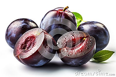 tasty plums on a white background Cartoon Illustration