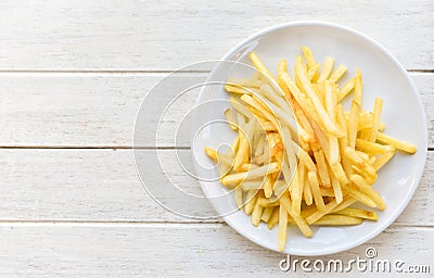 Tasty potato fries for food or snack - Fresh french fries on white plate delicious Italian meny homemade ingredients Stock Photo