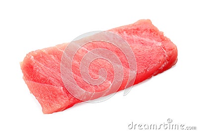 Tasty sashimi (piece of fresh raw tuna) isolated on white Stock Photo