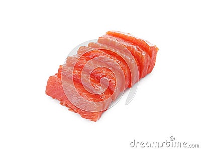 Tasty sashimi (slices of raw salmon) isolated on white Stock Photo