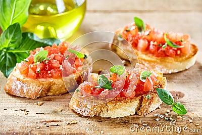 Tasty savory tomato Italian appetizers Stock Photo