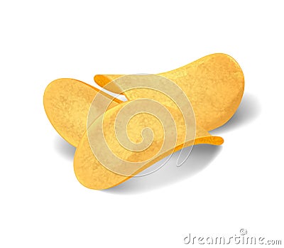 Tasty seasoned sliced crispy potato chips. Vector Illustration